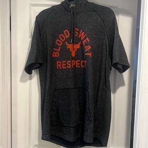 Under Armour Project Rock Blood Sweat Respect cutoff hooded sweatshirt